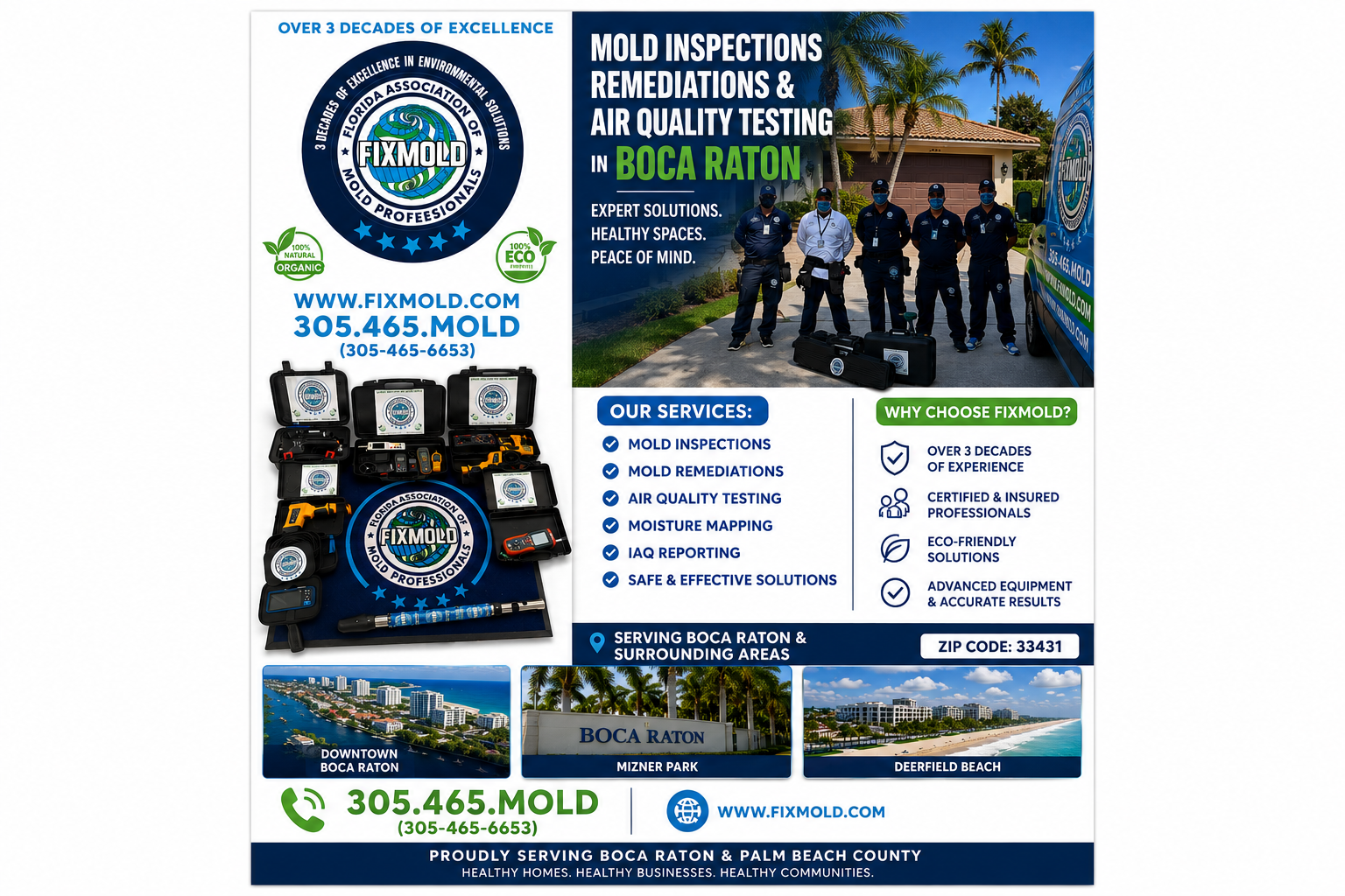 Mold Inspections, Remediation & Air Quality Testing in Boca Raton – Protecting Your Indoor Environment with FixMold