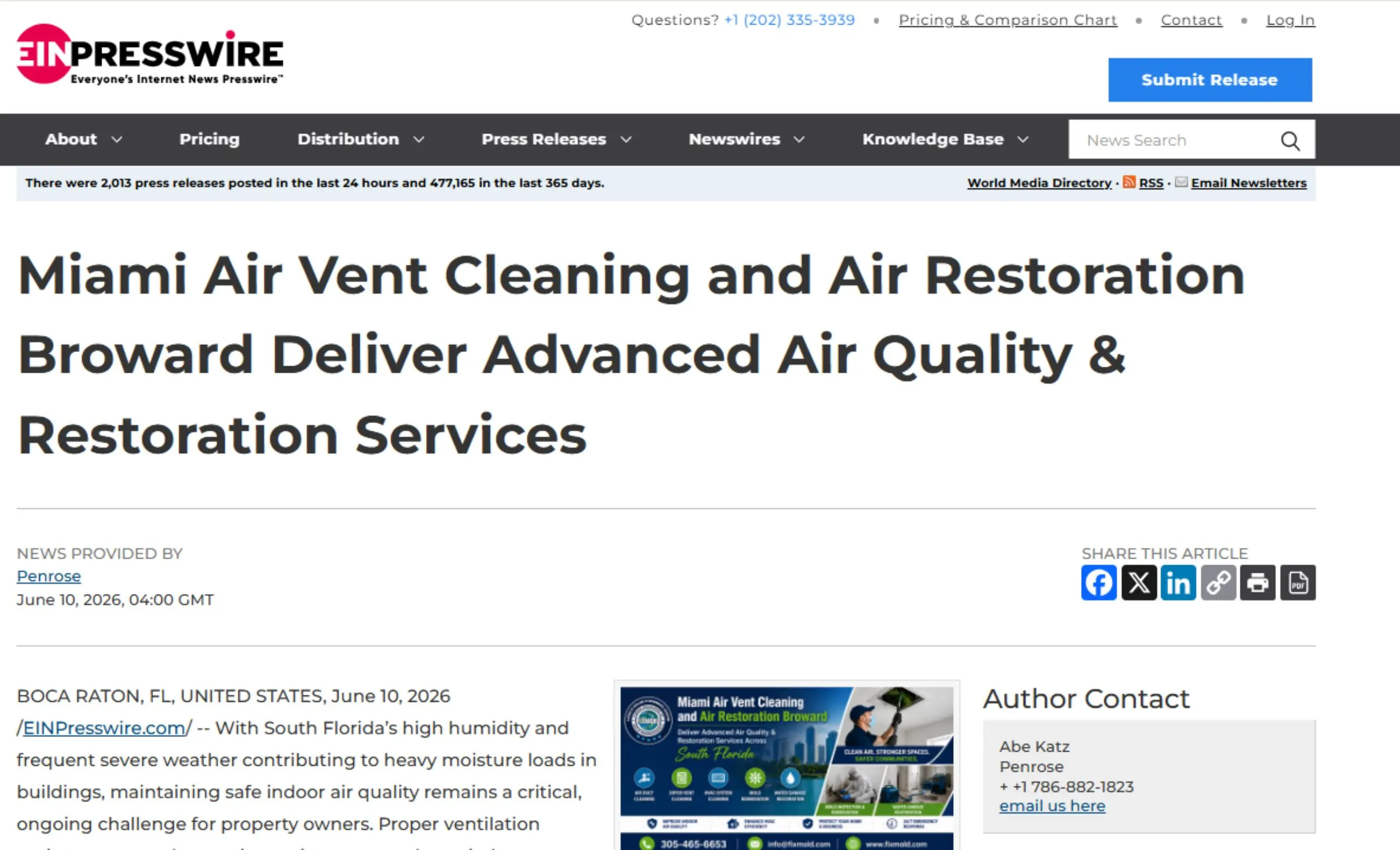 Miami Air Vent Cleaning and Air Restoration Broward Deliver Advanced Air Quality & Restoration
