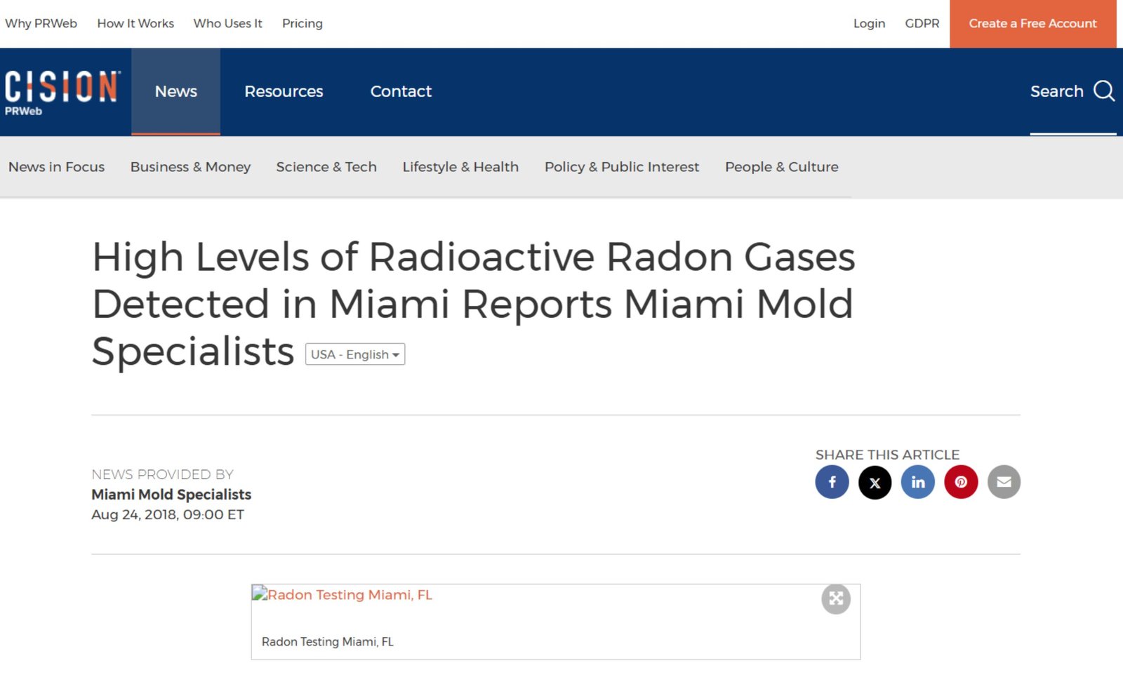 Radioactive Radon Gases Detected in Miami Reports