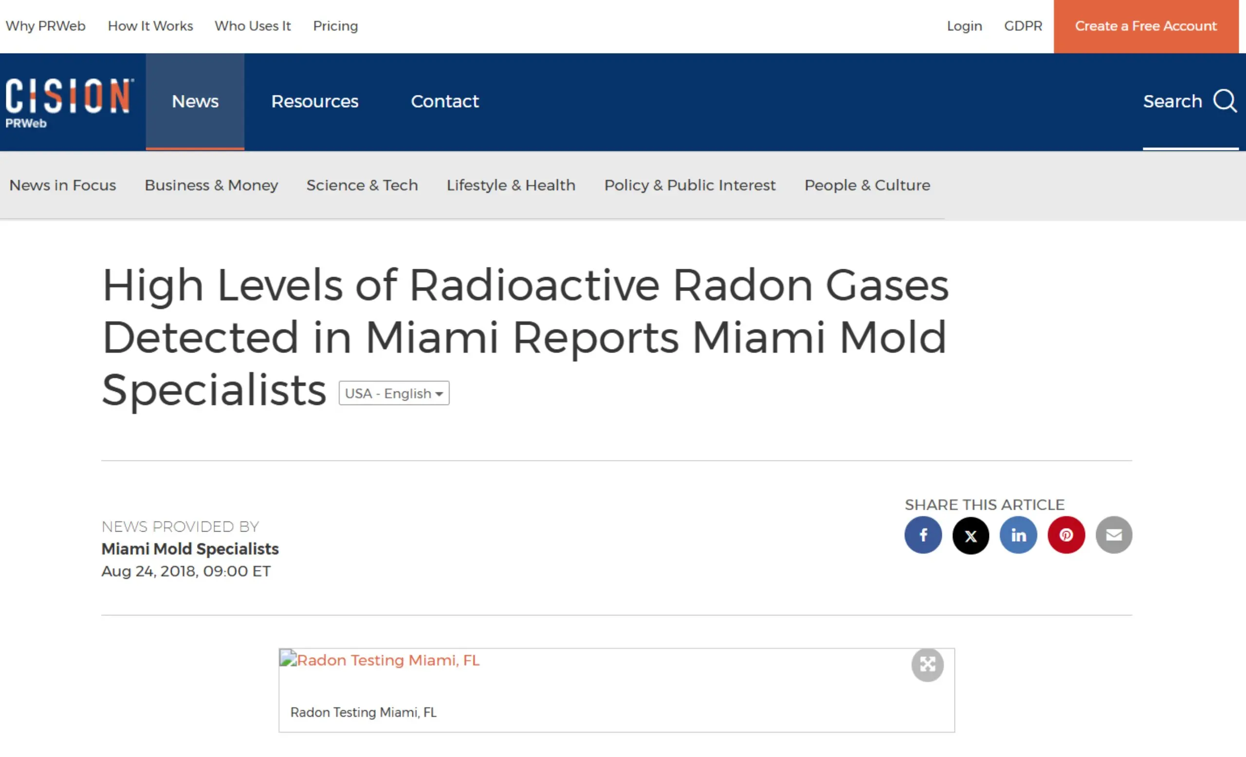 Radioactive Radon Gases Detected in Miami Reports