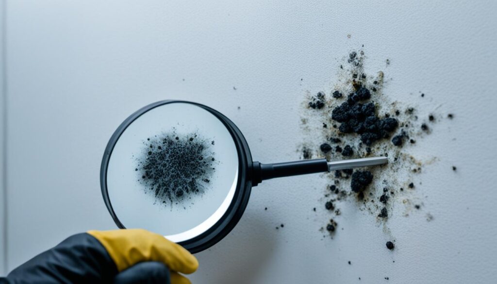 Certified mold inspector examining mold growth