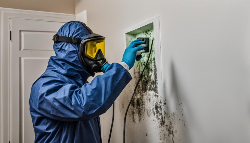 Certified mold specialist conducting mold inspection