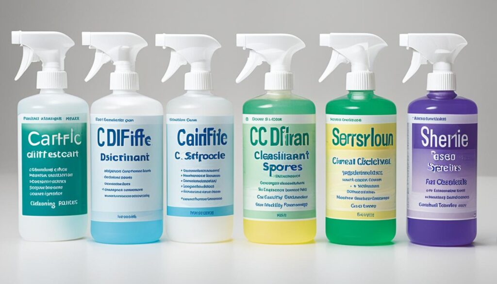 Effective cleaning products for C. diff