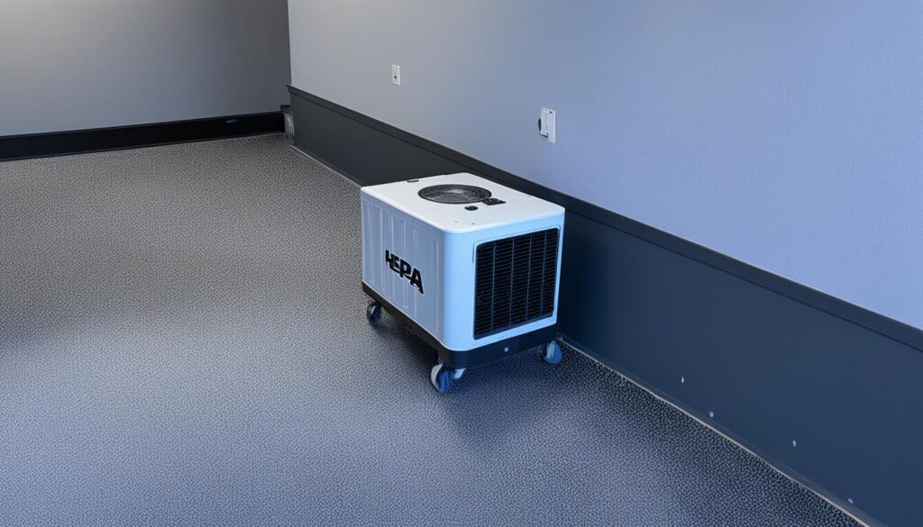 HEPA air scrubber for mold remediation