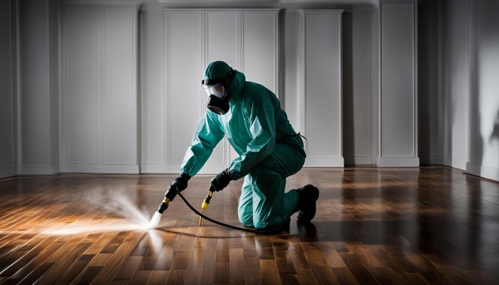 Mold removal professional in action.