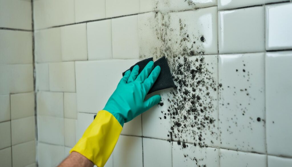 Removing black mold from shower