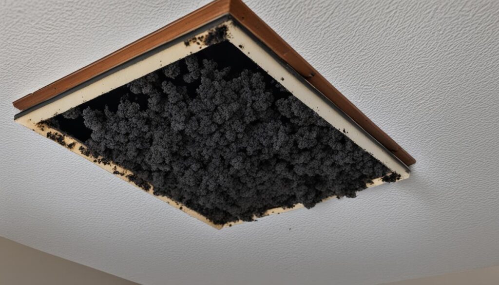 black mold growth on ceiling