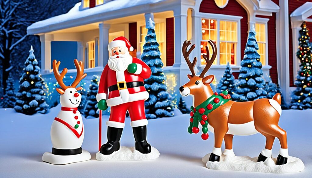 blow mold santa and reindeer