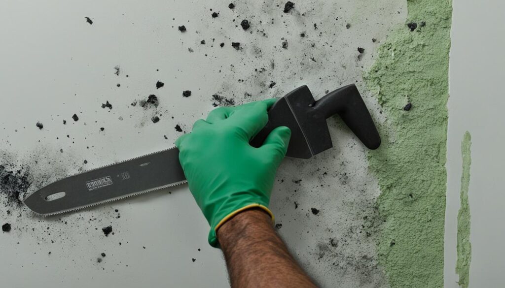 drywall being removed during moldy drywall repair