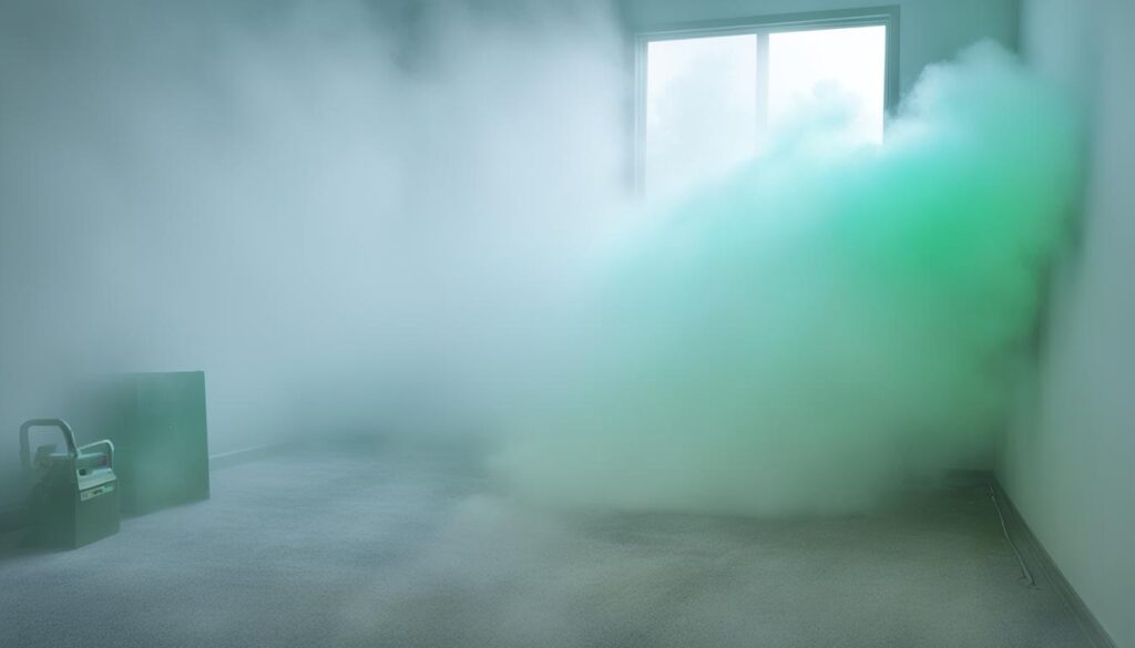 mold bomb fogger in action