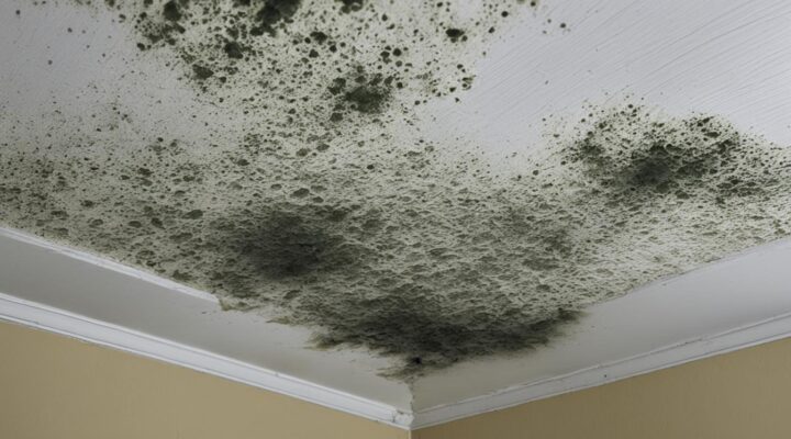 mold on ceiling in bedroom
