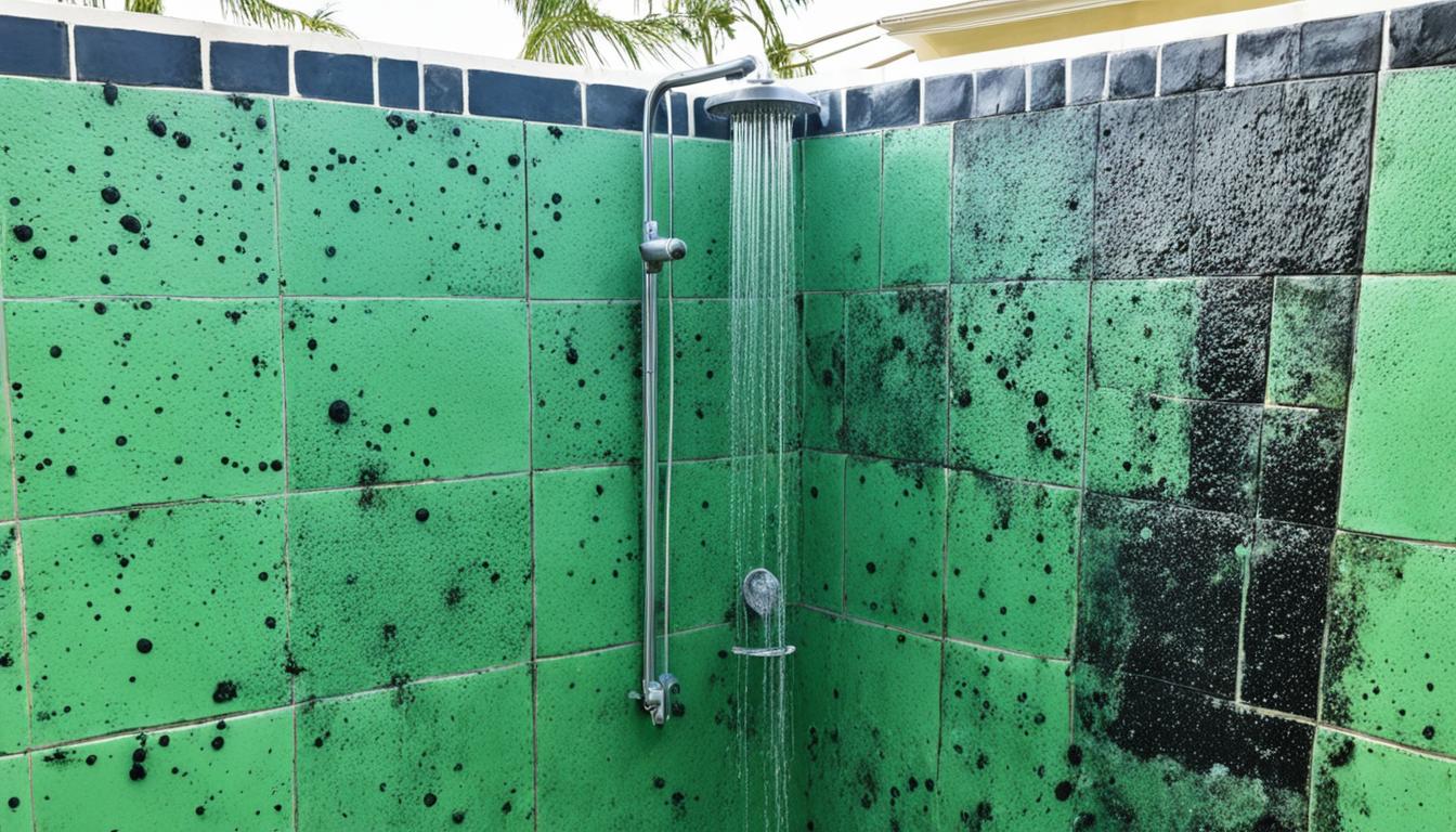 mold on cement tile outdoor shower miami