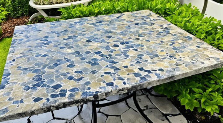 mold on flagstone tile patio table miami