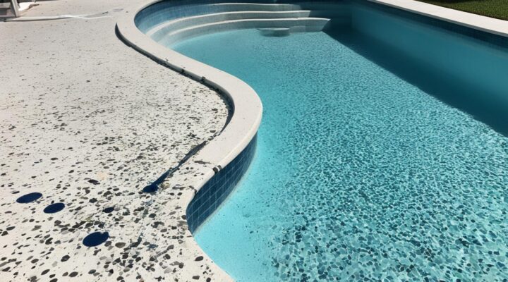 mold on terrazzo tile pool waterline miami