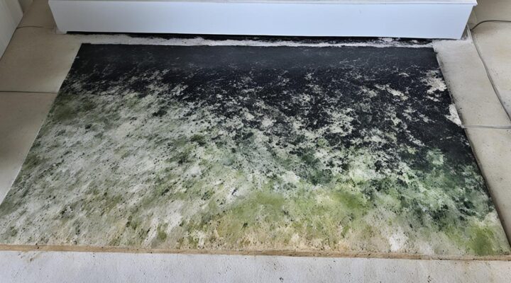 mold on travertine tile fireplace hearth miami
