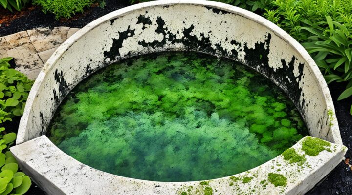 mold on travertine tile fountain surround miami