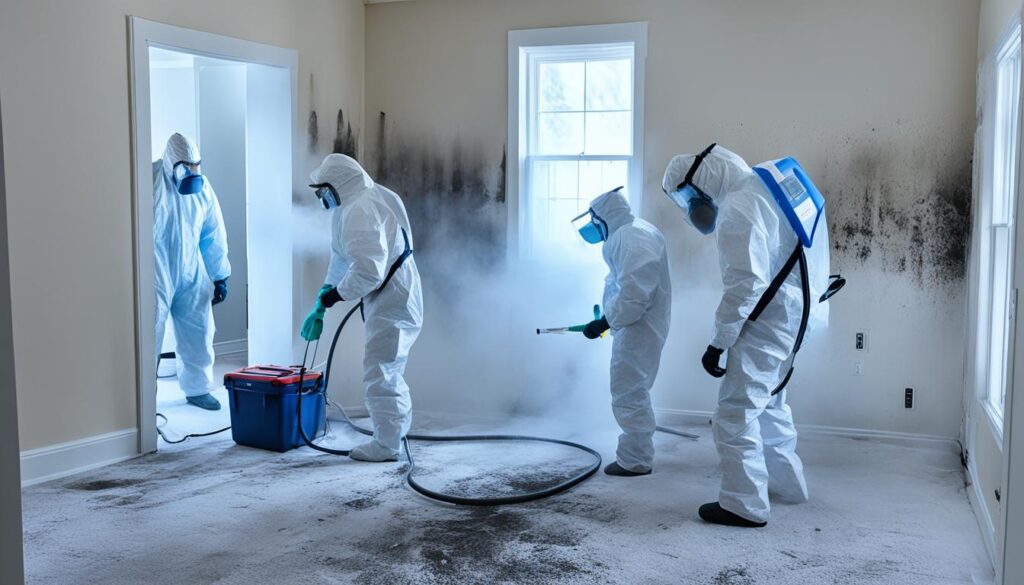 mold remediation process in a residential area