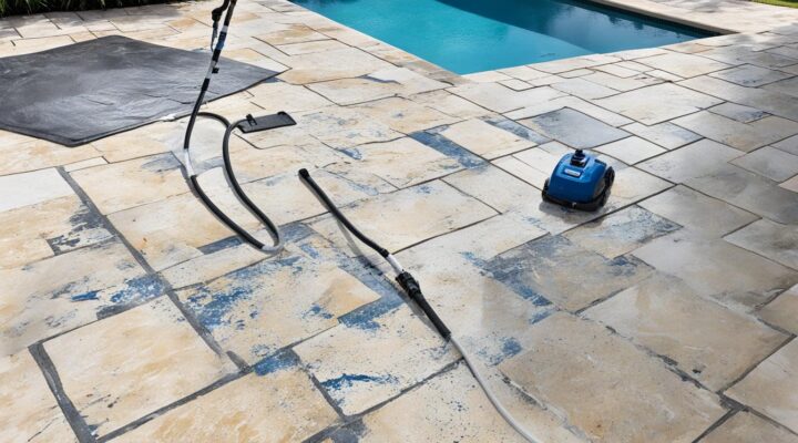 mold removal from flagstone tile pool decks miami