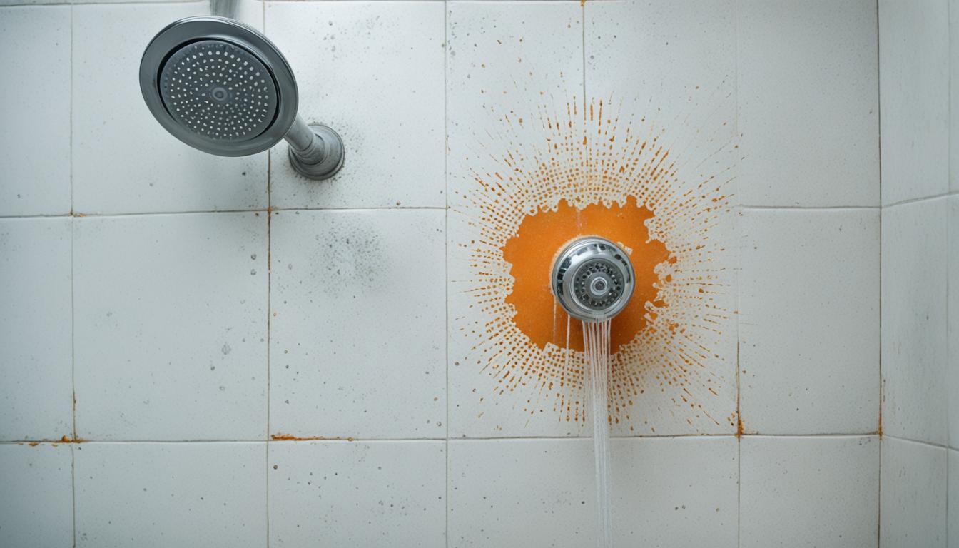 orange mold in shower