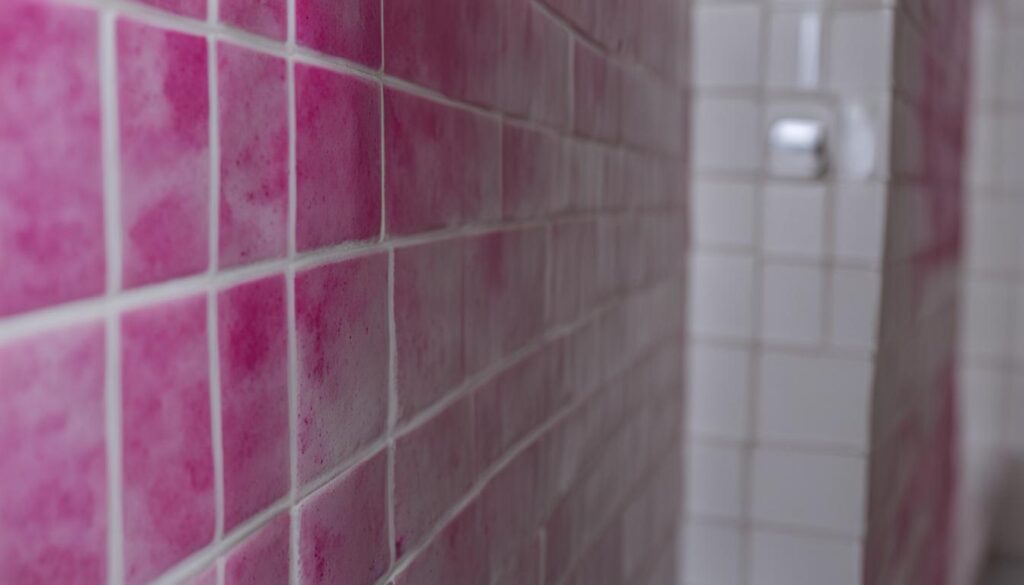 pink mold in shower tiles
