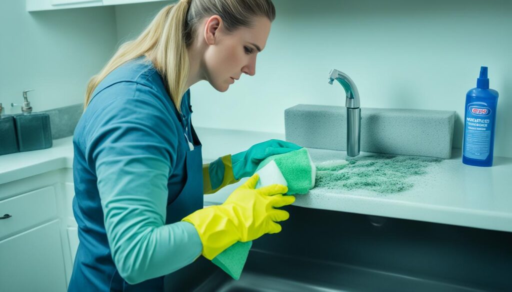 removing mold under sink