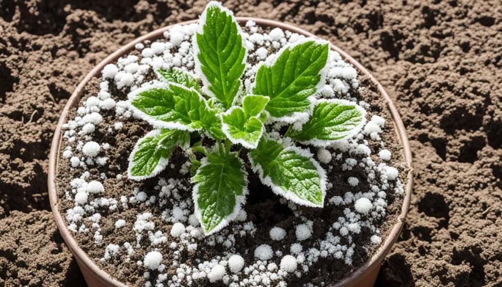 white mold on plant soil