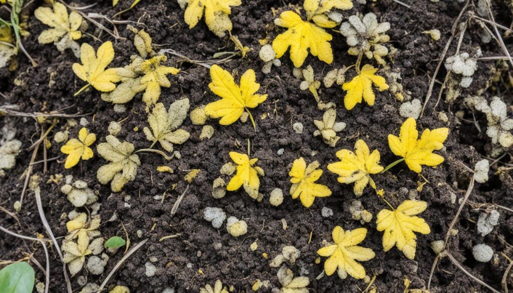 yellow mold growth in soil